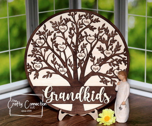 Grandkids Family Tree Wood Sign, Grandparents Sign, Mothers Day gift, Birthday Gift, Grandma Gift, Gift for Mom, Personalized with Names